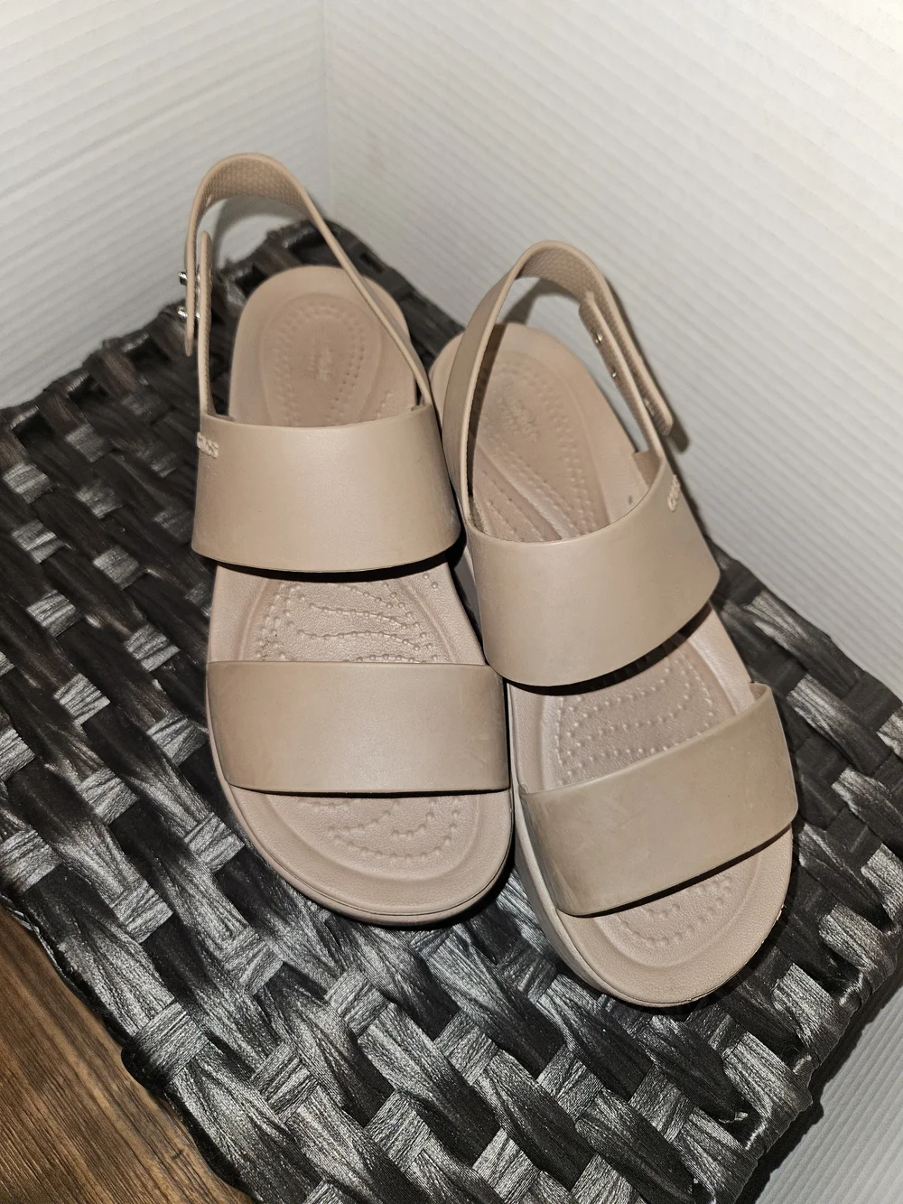 CROCS Kids Platform Sandals in Taupe